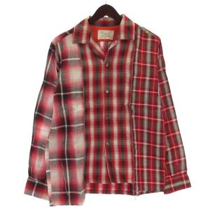 未使用品 タカヒロミヤシタザソロイスト TAKAHIRO MIYASHITA The Soloist. タグ付き 再構築 チェックシャツ 長袖 レッド メンズ