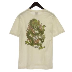ステューシー STUSSY old 90’s ドラゴン Tシャツ カットソー 半袖 プリント USA製 ホワイト S ☆AA★ メンズ