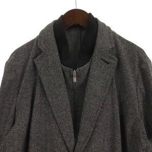 【中古】エンポリオアルマーニ Erkek Ceket フェイクレイヤード ジャケット ジップアップ ヘリンボーン柄 グレー エンポリオアルマーニ EMPORIO ARMANI 良品 Erkek Ceket フェイク