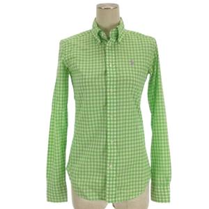 ラルフローレン RALPH LAUREN ギンガムチェック シャツ 長袖 ボタンダウン グリーン 0 レディース