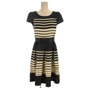 エムズグレイシー M'S GRACY ボーダー ニット ワンピース ひざ丈 半袖 アイボリー ブラック 38 レディース