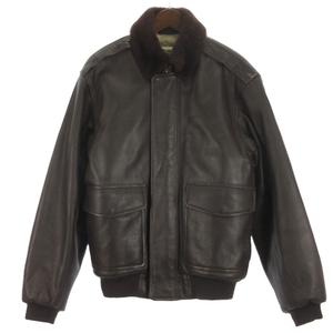 エルエルビーン L.L.BEAN ゴートレザー フライトジャケット 裏ボア ブラウン S メンズ