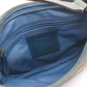 コーチ COACH シグネチャー パッチワーク ハンドバッグ セミショルダー パイソンレザー 3680 ブルー ベージュ レディース