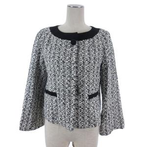 トゥービーシック TO BE CHIC ツイード ノーカラー ジャケット 38 ホワイト系 レディース