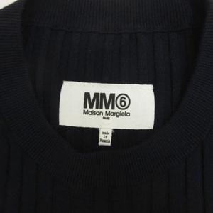 エムエムシックス メゾンマルジェラ MM6 Maison Margiela リブニット ワンピース チュニック 長袖 ネイビー XS ■GY74 レディース
