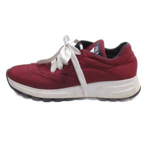 プラダ PRADA ナイロン スニーカー 37.5 レッド レディース