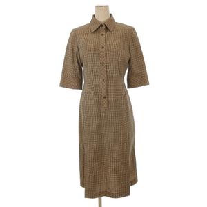 ダックス DAKS シャツ ワンピース チェック 9 ベージュ 260605E レディース