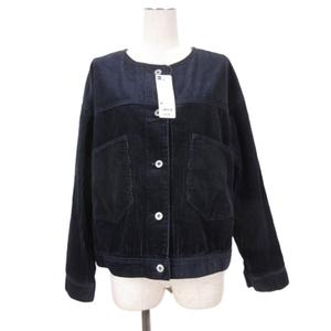 未使用品 ジーユー GU ジャケット コーデュロイ ノーカラー ネイビー M  レディース