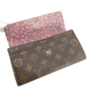 ルイヴィトン LOUIS VUITTON モノグラム レオパード柄 ポルトフォイユ サラ 二つ折り 長財布 ブラウン M60106 レディース
