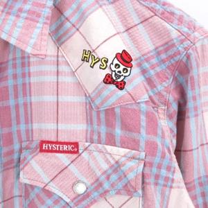ヒステリックグラマー HYSTERIC GLAMOUR ウエスタン チェック シャツ スカル 長袖 ピンク系 M 02201AH03 ■GY09 メンズ