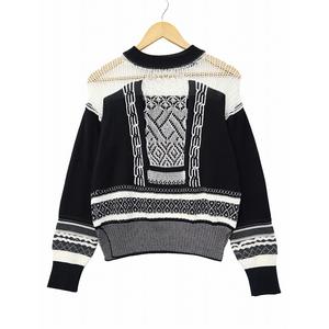 マメクロゴウチ Mame Kurogouchi Mixed Knitted Fabric Pullover 