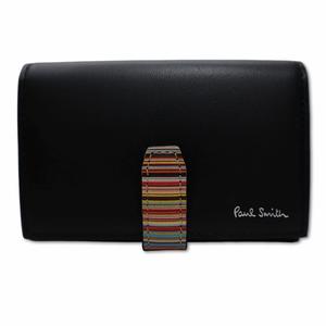 未使用品 ポールスミス PAUL SMITH 2025SS 553409 P063 レザー シグネチャーストライプタブ 名刺入れ カードケース BLACK(ブラック) メンズ