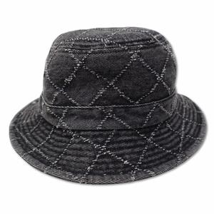 シュプリーム SUPREME 2023AW Punched Denim Crusher パンチ デニム クラッシャー バケットハット 帽子 M～L BLACK(ブラック) メンズ