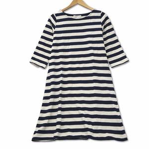 チャイルドウーマン CHILD WOMAN コットン ボーダー プルオーバー ワンピース 3 ネイビー レディース