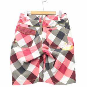 フィラ FILA チェック柄 ジップフライ ショートパンツ ショーツ ゴルフウェア 79 RED レッド HA5AM322 メンズ