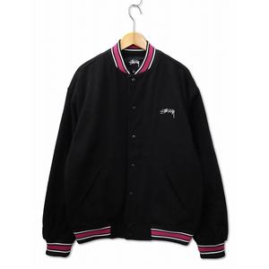 ステューシー STUSSY Varsity Jacket バックロゴ刺繍 メルトン バー