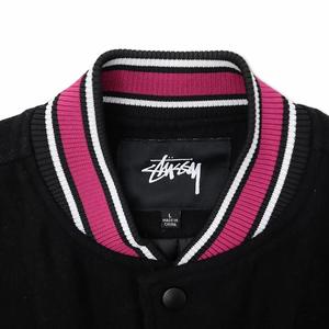 ステューシー STUSSY Varsity Jacket バックロゴ刺繍 メルトン バー
