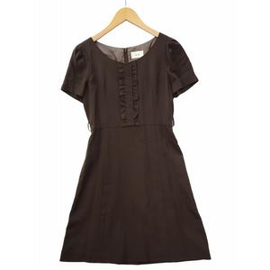 エフデ ef-de Uネック フレンチスリーブ フリル 膝丈 ワンピース 9 DARKBROWN(ダークブラウン) 春夏 レディース