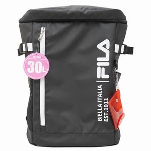 未使用品 フィラ FILA チャーム付き ロゴプリント スクエアリュック BLACK × BLUE ブラック × ブルー 7887 05 メンズ レディース