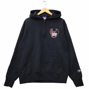 チャンピオン CHAMPION IUP ハーフジップ 裏毛 プルオーバー パーカー M BLACK ブラック メンズ