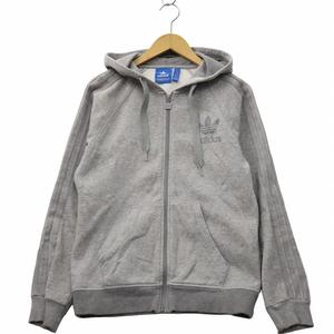 アディダスオリジナルス adidas originals 裏起毛 プリント スウェット ジップ パーカー XS GRAY グレー AB7587 メンズ