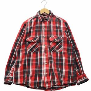 ファイブブラザー FIVE BROTHER 90s ヴィンテージ チェック フラップポケット フランネルシャツ M RED レッド  メンズ