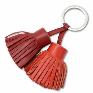 エルメス HERMES レザー カルメン ウノドス タッセル キーリング レディース
