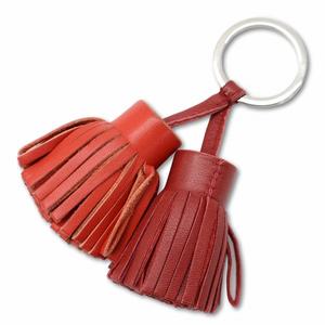 エルメス HERMES レザー カルメン ウノドス タッセル キーリング レディース