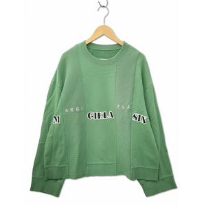 エムエムシックス メゾンマルジェラ MM6 Maison Margiela クルーネック プリント オーバーサイズ スウェット トレーナー XS(M) S(L) GREEN(グリーン) メンズ レディース