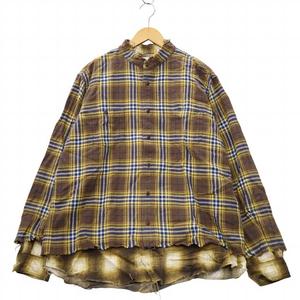 マインデニム MINEDENIM × OLD PARK オールドパーク Check Flannel Layered SH チェック フランネル レイヤードシャツ 2 YELLOW イエロー 22SSOP004-27-022 メンズ