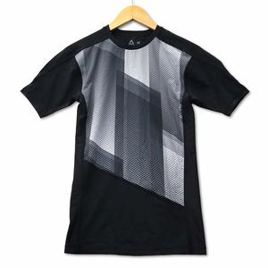 リーボック Reebok 後ろ身頃メッシュ プリント Tシャツ M ブラック メンズ