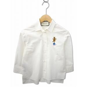 グッチ GUCCI 619466 ZAE8E ベアーエンブロイダリー 7分袖 シャツ 40(S) WHITE(ホワイト) レディース