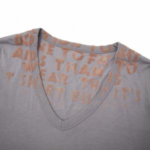 メゾンマルジェラ Maison Margiela AIDS T-SHIRT Vネック エイズ フロッキープリント 半袖 Tシャツ L レディース