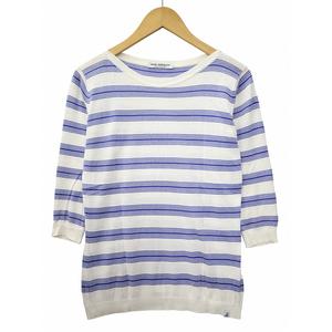 ジョンスメドレー JOHN SMEDLEY 7分袖 ボーダー ニット カットソー M WHITE/BLUE(ホワイト/ブルー) 春秋 レディース