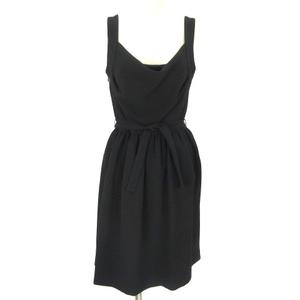 未使用品 メルチェリア ドレステリア Merceria Dressterior ワンピース ノースリーブ ひざ丈 フレア リボン 無地 黒 ブラック 38 レディース 0 ベクトルパーク
