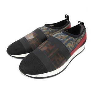 フェンディ FENDI スリッポン スニーカー メッシュ 切替 38 黒 
