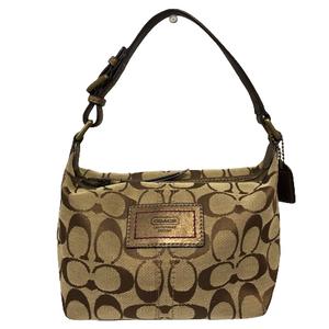 コーチ COACH ハンドバッグ ミニ ポーチ シグネチャー ワンポイント 茶  
