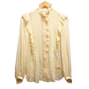 1円 クロエ シルク 長袖ブラウス 34 レディース 茶系 美品 【003】