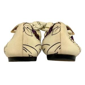 ルイヴィトン LOUIS VUITTON バレエシューズ フラットシューズ リボン 花柄 37 白 ホワイト 紫 パープル レディース