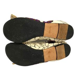 ルイヴィトン LOUIS VUITTON バレエシューズ フラットシューズ リボン 花柄 37 白 ホワイト 紫 パープル レディース