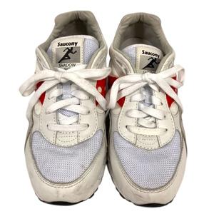 サッカニー SAUCONY スニーカー S70668-2 SHADOW 6000 ローカット ロゴ メッシュ USA6.5 24.5cm 白 ホワイト 赤 レッド メンズ