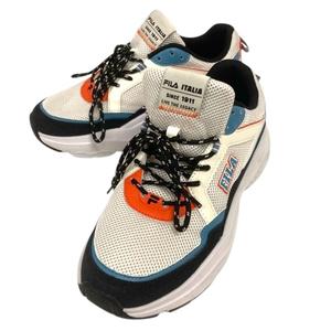 フィラ FILA スニーカー FC2217 厚底 ローカット メッシュ ロゴ 28cm マルチカラー 白 ホワイト 青 ブルー オレンジ 黒 ブラック メンズ