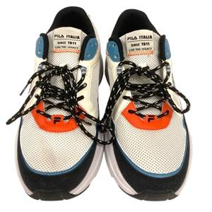 フィラ FILA スニーカー FC2217 厚底 ローカット メッシュ ロゴ 28cm マルチカラー 白 ホワイト 青 ブルー オレンジ 黒 ブラック メンズ