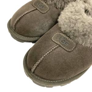 【中古】アグ UGG ムートンサンダル スリッパ ボア ワンポイントロゴ 23.0 グレー レディース アグ UGG ムートンサンダル スリッパ ボア ワンポイントロゴ 23.0