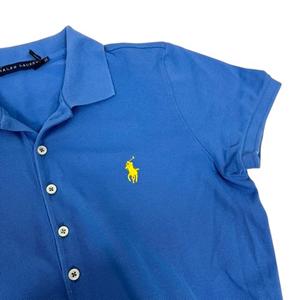 ラルフローレン RALPH LAUREN ポロシャツ カットソー ワンポイント ロゴ刺繍 半袖 М 青 ブルー レディース