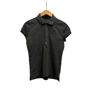 ラルフローレン RALPH LAUREN ポロシャツ 半袖 ロゴ刺繍 コットン S グレー レディース