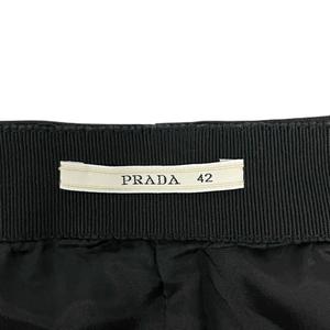 プラダ PRADA スカート 台形 タイト シルク バックスリット 無地 ひざ丈 42 黒 ブラック レディース