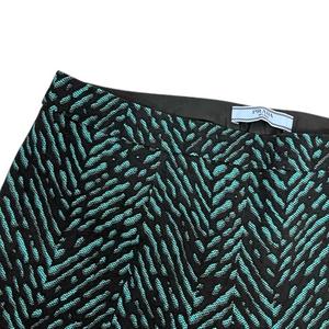 プラダ PRADA パンツ ボトムス スラックス ウール混 ストレッチ 総柄 40 青 ブルー 黒 ブラック レディース