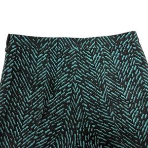 プラダ PRADA パンツ ボトムス スラックス ウール混 ストレッチ 総柄 40 青 ブルー 黒 ブラック レディース