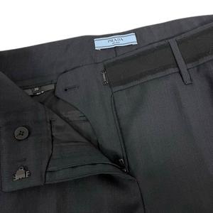 プラダ PRADA パンツ ボトムス テーパード ライン センタープレス 38 紺 ネイビー レディース